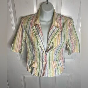 Star City Women’s Jacket Rainbow Stripe Barbie Core Preppie Y2K Cotton Size XS